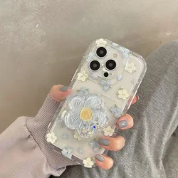 Floral Quicksand Phone Case with Stand - Cute and Soft Clear Cover - 7 8 SE 2020 2022 (1)