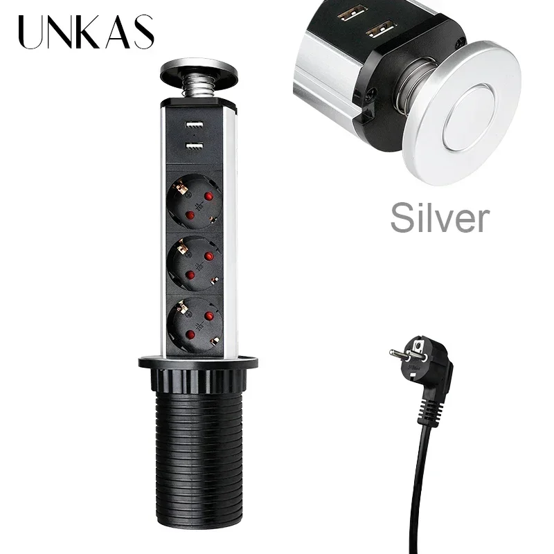 Sleek Retractable Black Pop-Up Power Socket