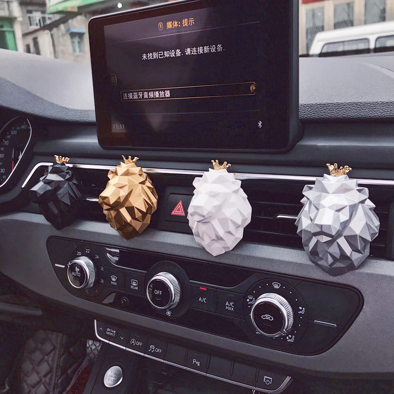 Car Perfume Air Freshener Creative Diffuser Stone Lion Head Shape Air Conditioning Outlet Perfume Clip Car Interior Accessories