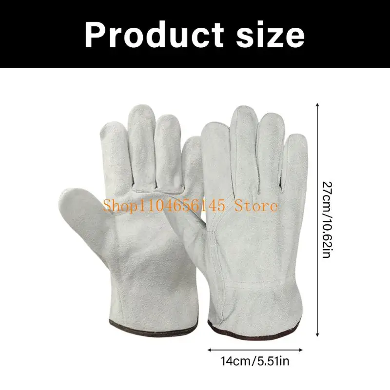 Gants de Soudage en Cuir de Vache 27cm - Lot de 2 Paires Jaune