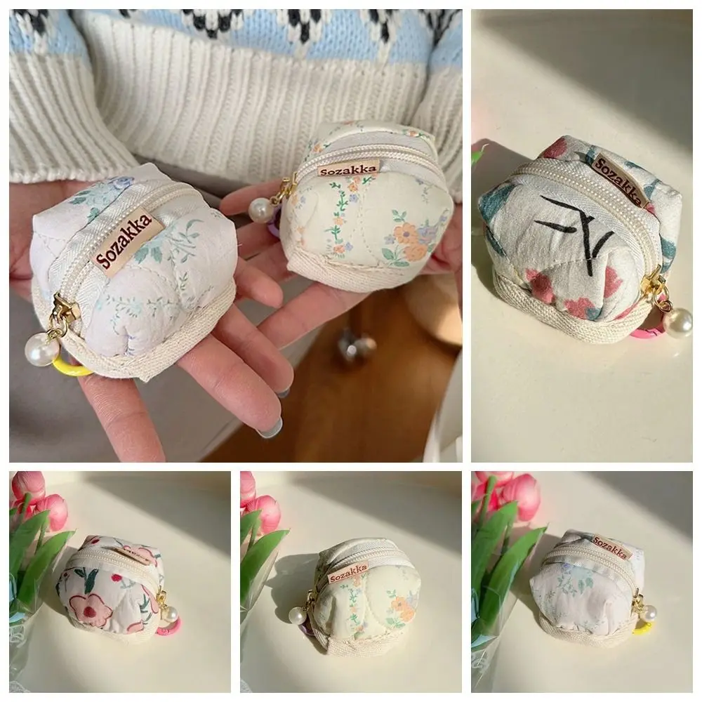

Small Flower Mini Coin Purse Casual Cotton Coin Bag Change Pouch Bag Pendant Earphone Bag Mini Storage Bag Gifts