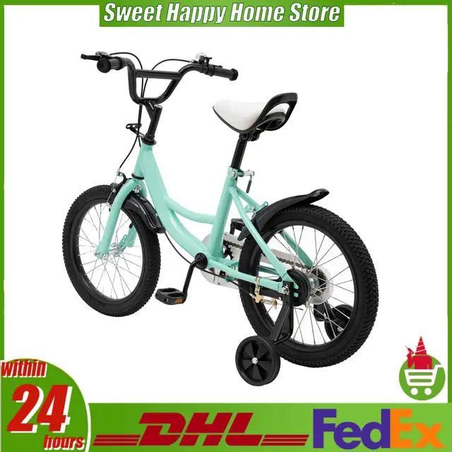 Vélo pour enfants de 16 pouces, pour enfants de 5 à 8 ans, hauteur de 100 à 135 cm, cadre en acier au carbone, double frein, siège réglable, roues d'entraînement 1