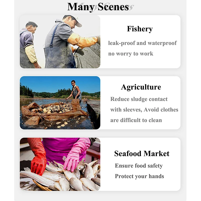 Washing Gloves Long Waterproof Rubber Work Gloves Industrial Agriculture Fishing Dishwashing Cleaning Sleeve Householdthicken
