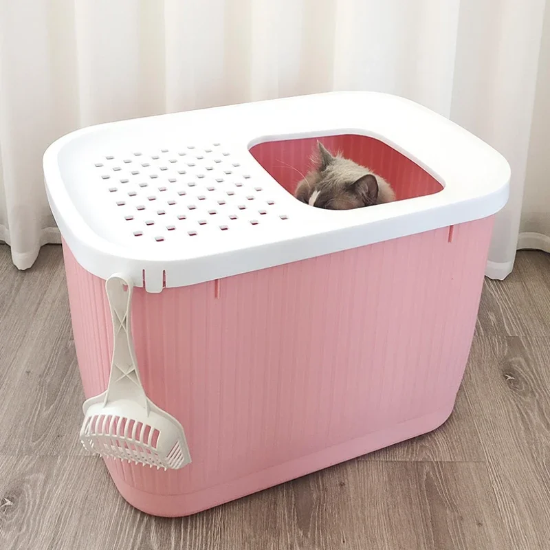 

Large Splash-proof Cat Litter Tray Fully Enclosed Cats' Sandbox Sand Leakage Top Cover Litter Cat Box Buckle Design Cats Toilets