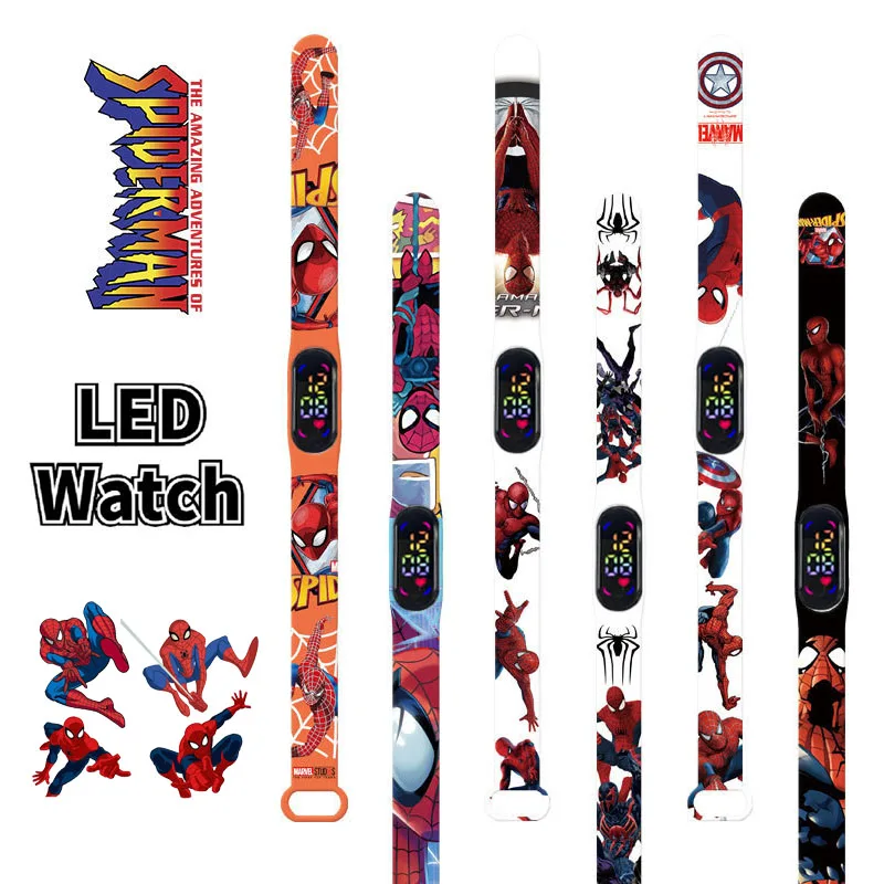 

Disney Iron Man Children Watch Anime Figure Hulk Venom Print LED Electronic Waterproof Sports Bracelet Watch Kids Birthday Gifts