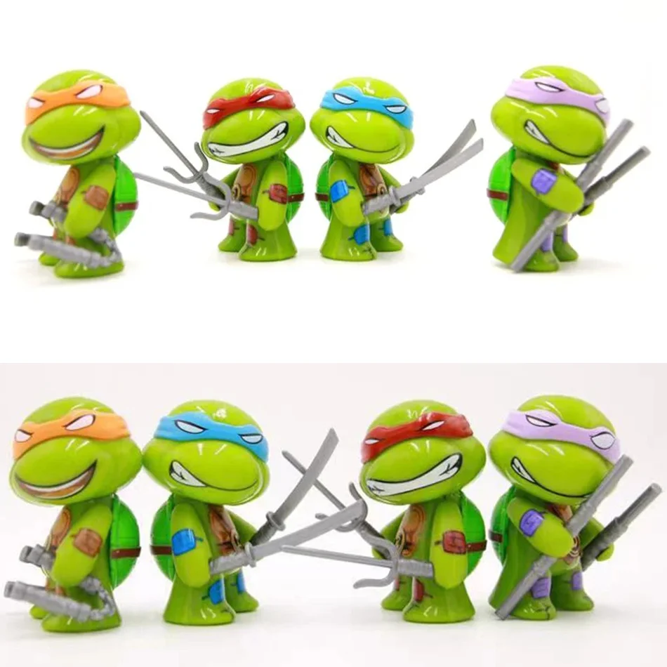 4 teile/satz Kawaii Teenage Mutant Ninja Turtles Michelangelo Donatello Action Figure Auto Ornamente Decor Tmnt Modell Kinder Hobby Spielzeug