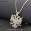 VANAXIN Iced Out Albanian Eagle Pendant  Hip Hop Necklace for Men 14k Gold Color CZ Zircon Folk  National Style Jewelry Gift 4