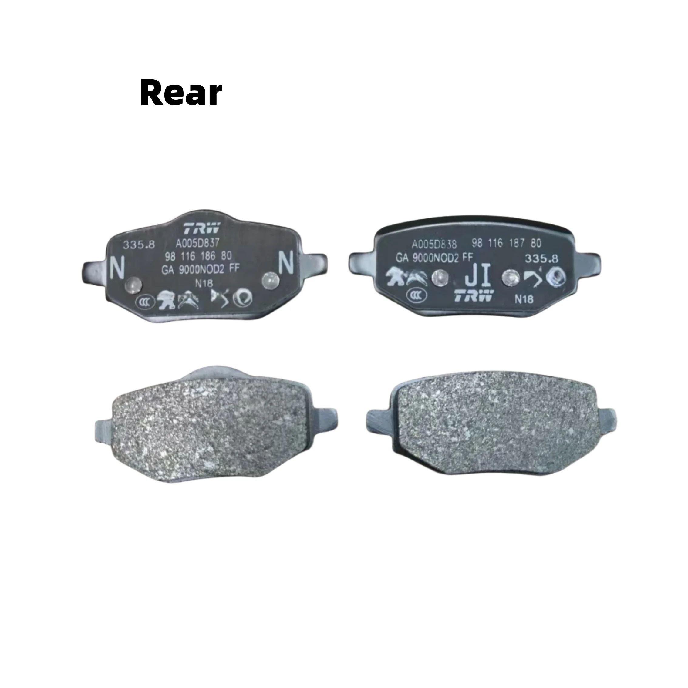 YL01520980 YL01599480 9834610180 9811618780 Auto Parts Brake pad For Peugeot 2008 Citroen
