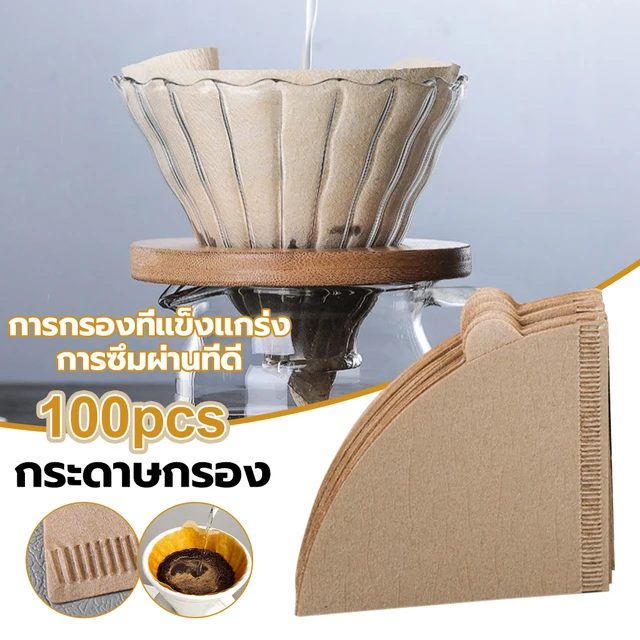 100Pcs Coffee Filter V Shape Paper Cone Dripper Coffee Filters Cups Filters Disposable Espresso Latte Cappuccino Mocha Drip Tool