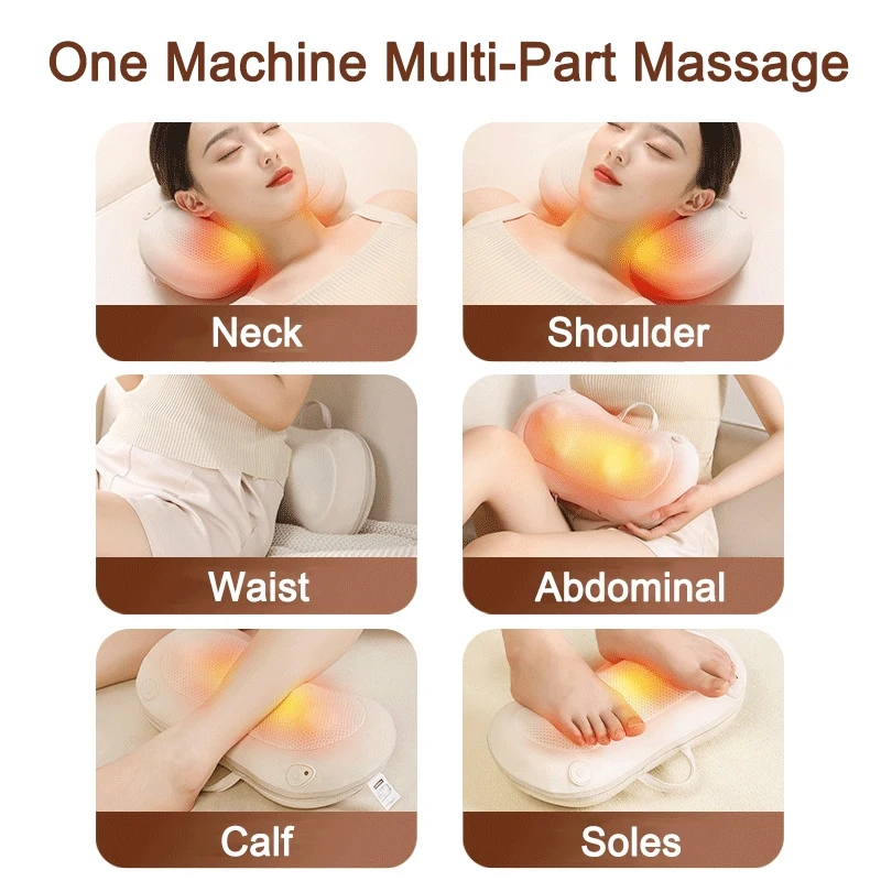 Lenovo Multifunctional Massage Pillow Car Home Cervical Heating Shiatsu Massage Neck Back Waist Body Electric Massage Cushion