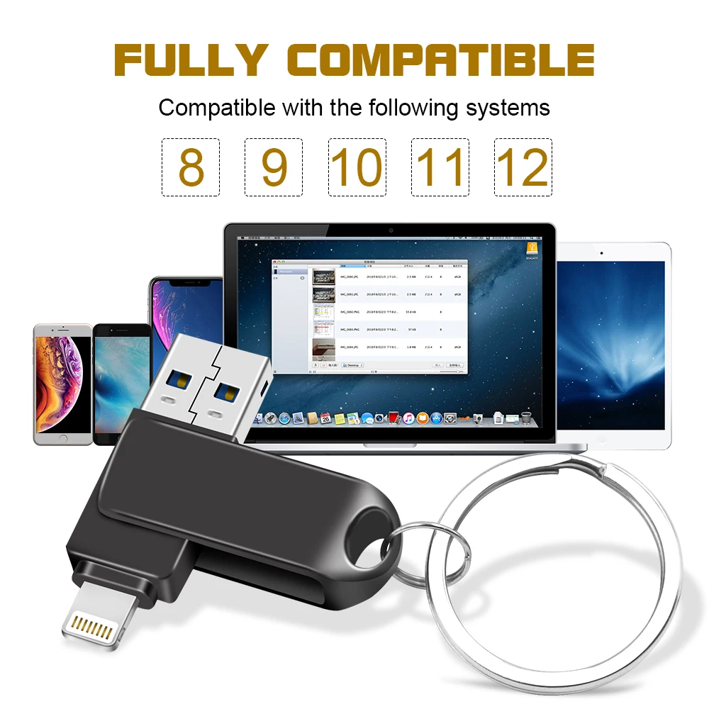 Metal Flash Drive USB 3.0 32GB 64GB 128GB Lightning Pen Drive U Disk iOS 8.2 memory stick Pendrive for iPhone iPAD usb flash drive 128gb