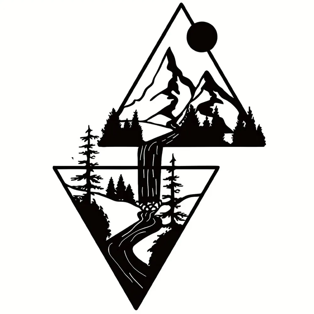 Scenery Theme Decor Wall Art Decorations Mountain Metal Wall Decor Sign Metal Gift Triangle Art For Living Room metal wall decor