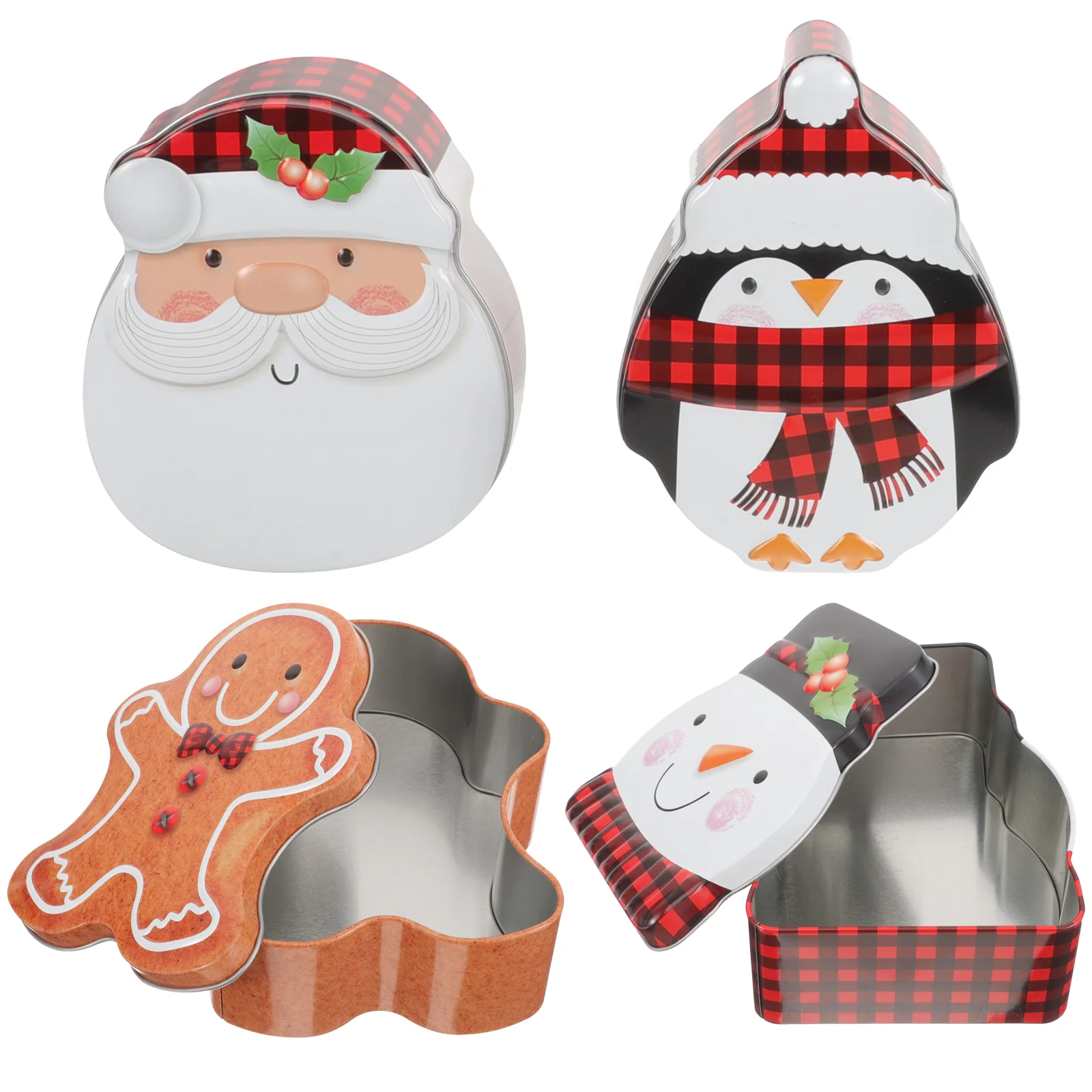 

Christmas Cookie Tins Santa Claus Snowman Candy Biscuits Box Tinplate Cookie Containers Xmas Bakery Treat Boxes Xmas Holiday