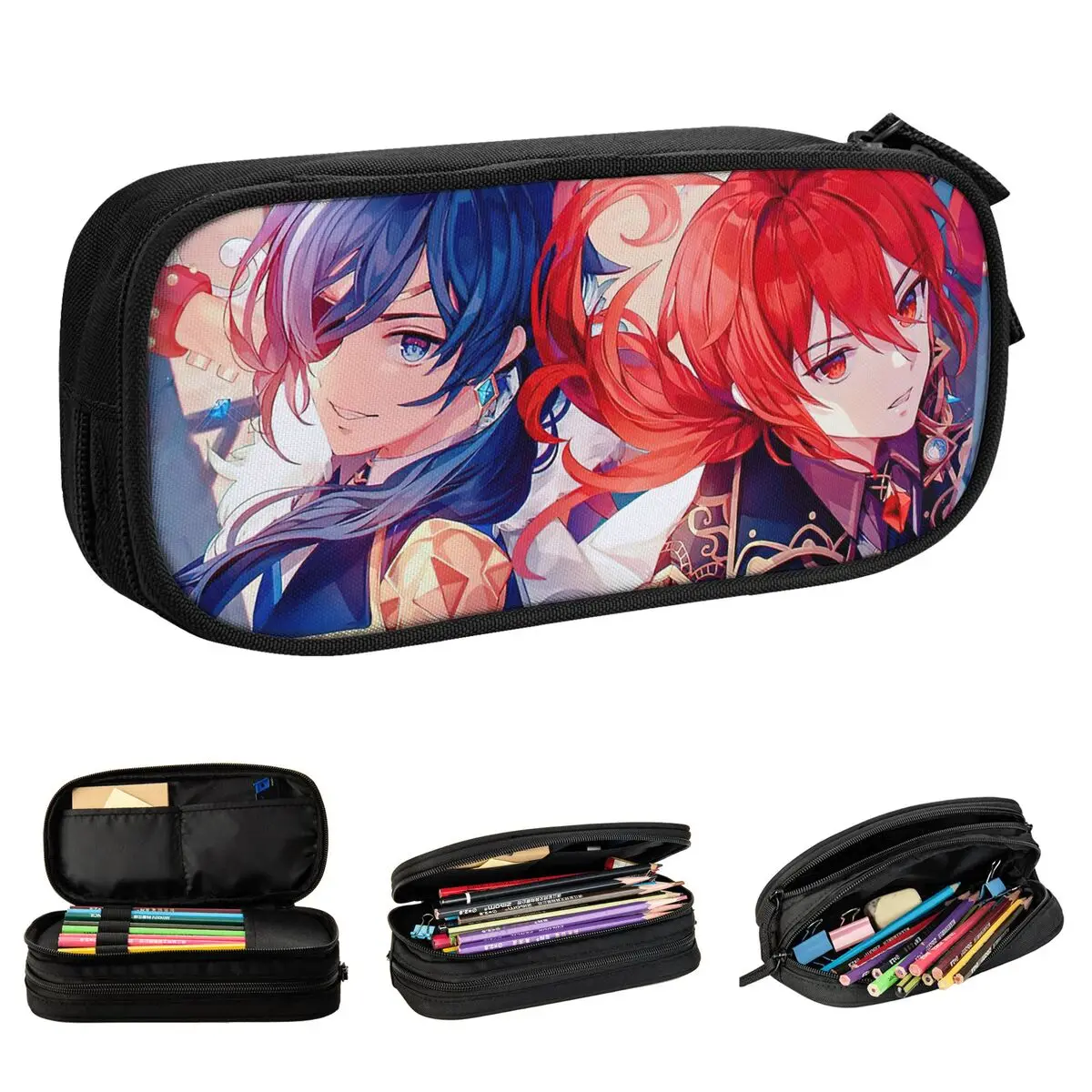 

Diluc Kaeya Lgbt Pencil Cases Genshin Impact Anime Pencilcases Pen Holder Kids Big Capacity Bag Office Zipper Stationery