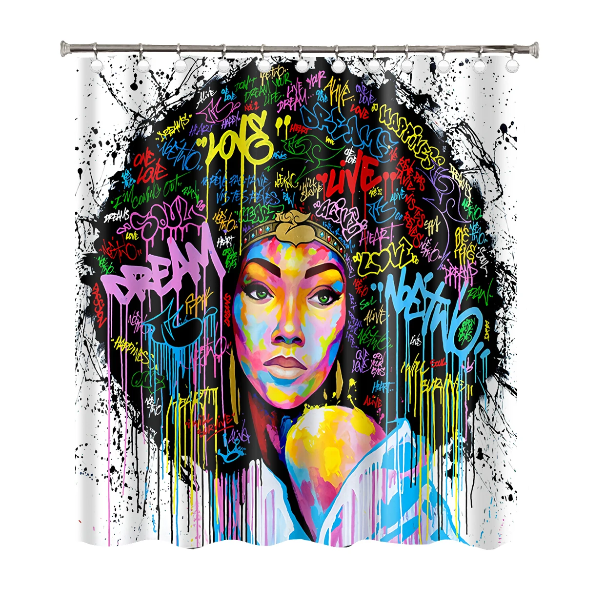 Dafield African American Shower Curtains Afro Black Girl Bathroom