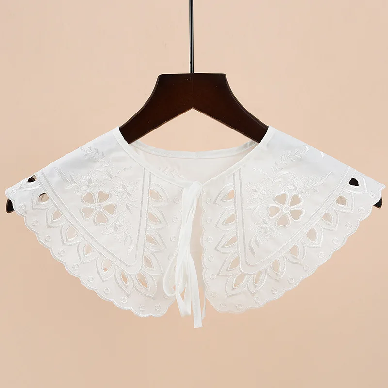 

Women Shirt Detachable Fake Collar Shawl for Sweater Blouse Solid Color Half Shirt Blouse Adjustable False Collars Shawl
