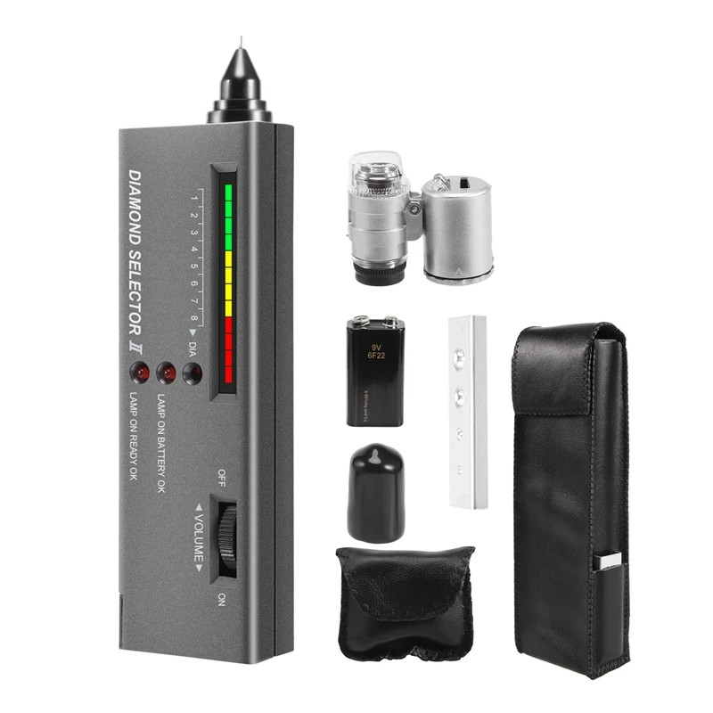 Penna Tester Diamante, Tester Diamante Gioielli Ad Alta Precisione + Mini Ingrandimento Led 60X, Selettore Diamante Professionale