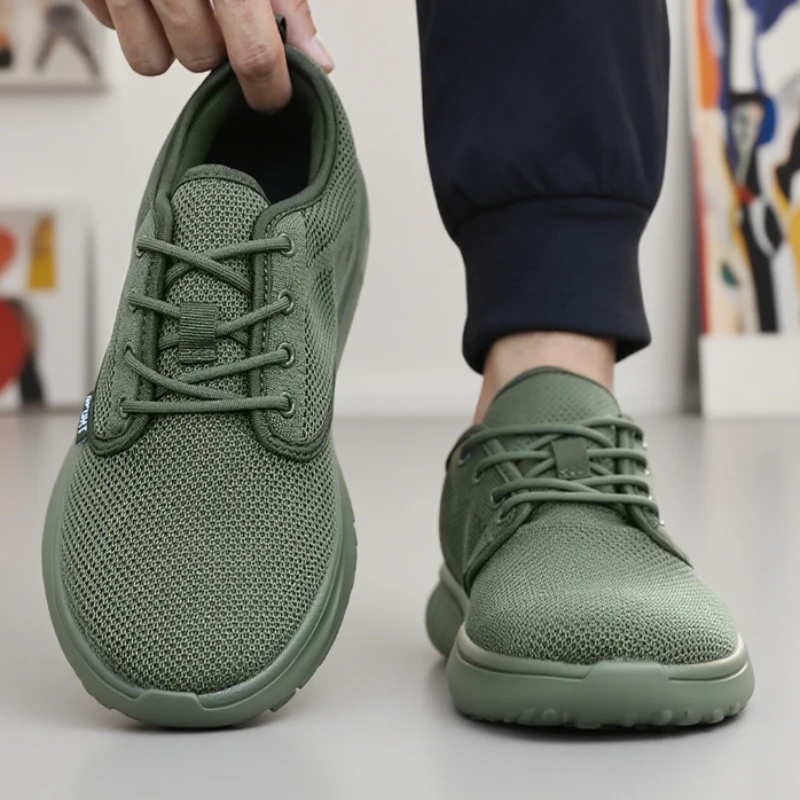 Men's Big Foot Walking Shoe Wide Toe Minimalit Mesh Breathable Shoe Fashion Comfortable Flat Bottom Outdoor Running Sneakers Men