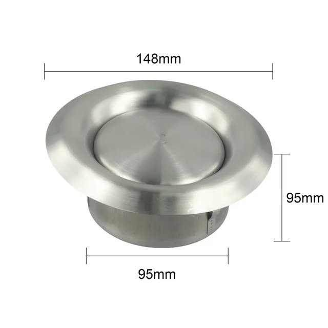 ปรับ Vent Grille สแตนเลสรอบท่อไอเสีย Vent สําหรับระบายอากาศ 100 มม.125 มม.150 มม.สําหรับห้องน้ําซาวน่าห้องครัว 1