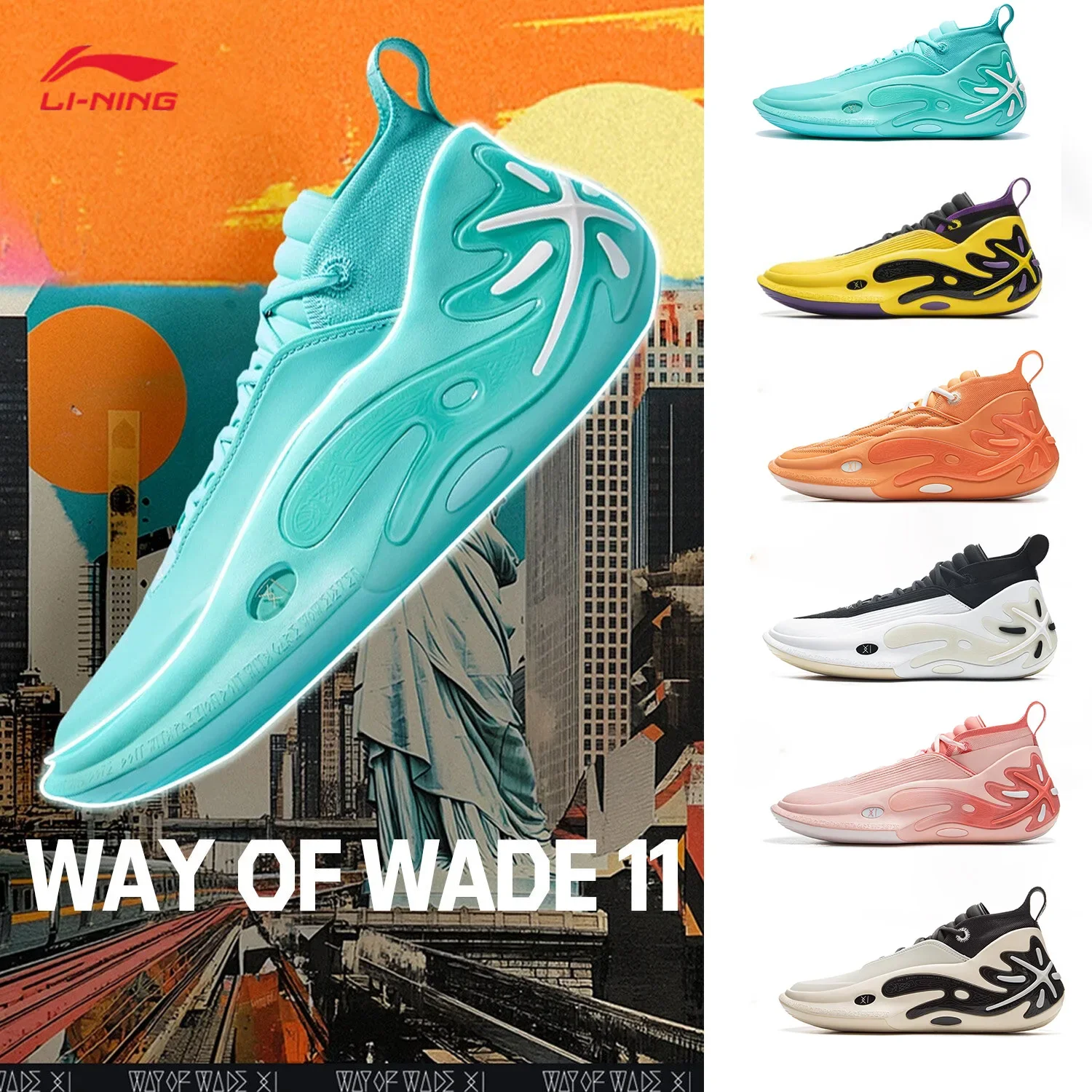 LI-NING Way of Wade 11 Tênis de Basquete Profissional Leve ABAU049