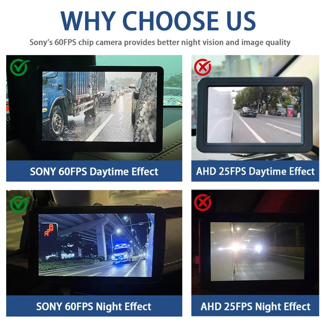 شاشة مرآة جانبية رقمية نظام كاميرا الرؤية الخلفية الجانبية Pro مع كاميرا 1080P 60FPS DVR AI BSD إنذار 5.5 بوصة IPS تعمل باللمس