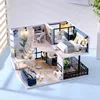 DIY Wooden Miniature Model Kit Girls Modern Loft Casa Doll Houses 3D Puzzle Dollhouse With Furniture LED Lights for Friends Gift 2