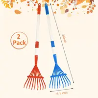 Kids Rakes for Leaves,Child Size Garden Rake Childrens Lawn Rake Toddler Leaf Rake Rakes with Detachable Hardwood Handle （RED） 2