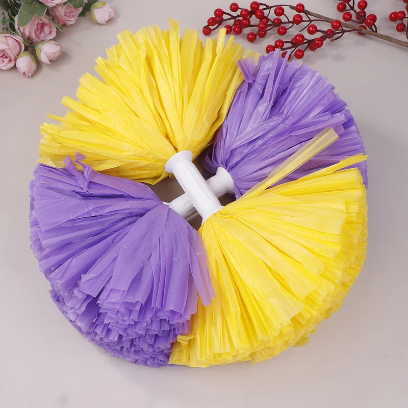 Colorful Matte Cheerleading Pom Poms With Handle Big Cheer Balls Hand Dance Accessories For Women Girl Kids