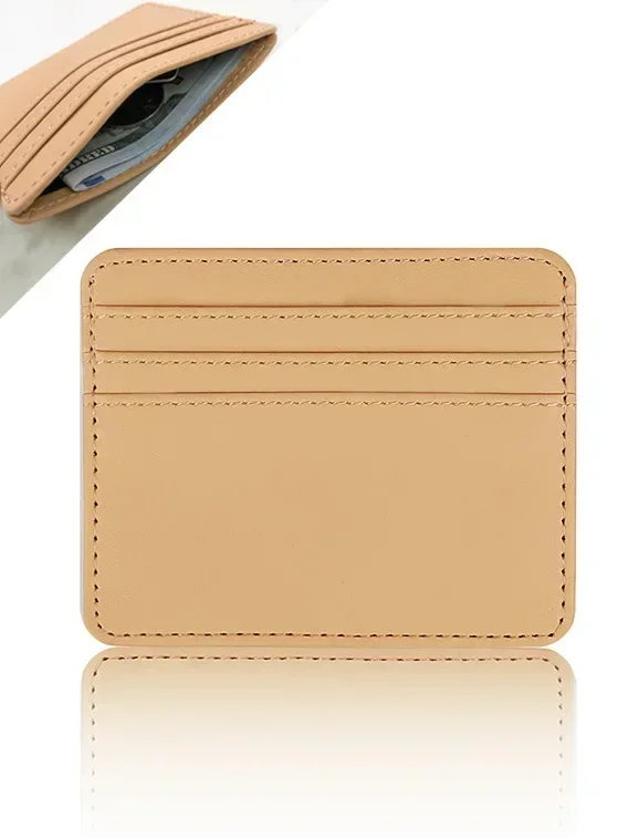Cartera delgada con tarjetero para identificación y tarjetero bancario para hombres y mujeres, funda protectora de tarjetas de cuero PU de negocios, funda para tarjetas de monedas, bolsa