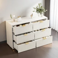 Commode blanche côtelée Comanlai, avec poignées et supports dorés, armoire de rangement, buffet, pour chambre, couloir, entrée 3