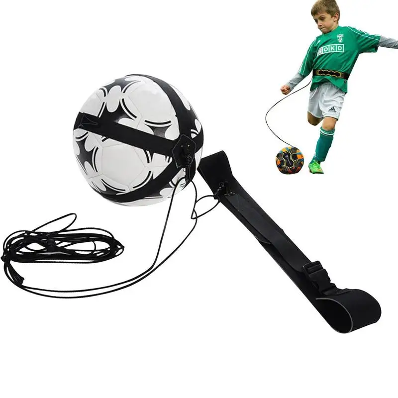 Entrenador de patadas de fútbol ajustable para adultos y niños, equipo de entrenamiento con balón de fútbol, cinturón elástico para práctica individual, asistencia deportiva