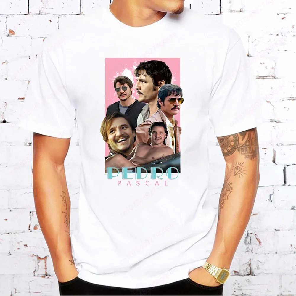 Pedro Pascal T-shirt D'été En Coton Pour Homme Col Rond Manches