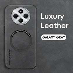 Magnetic Retro Leather Soft Wireless Charging Phone Case Cover for Poco C75 (GRAY)