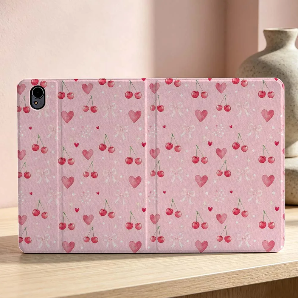 Pink Cherry Bow Pattern Soft Tablet Case - Vibrant and Stylish Protective Cover