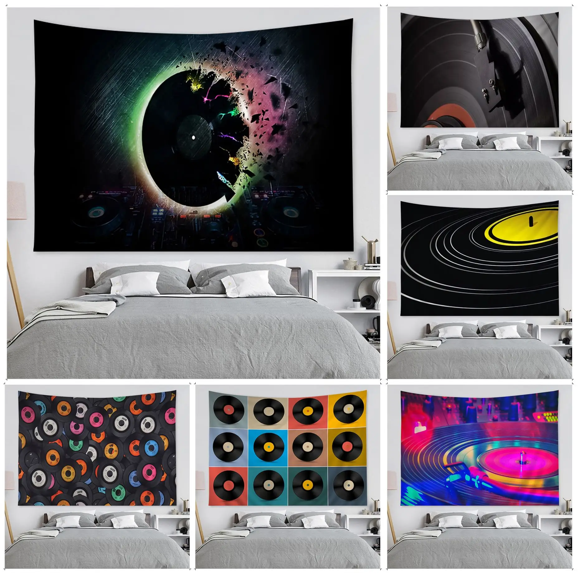 

DJ Retro Music Colorful Tapestry Wall Hanging Art Science Fiction Room Home Decor Japanese Tapestry