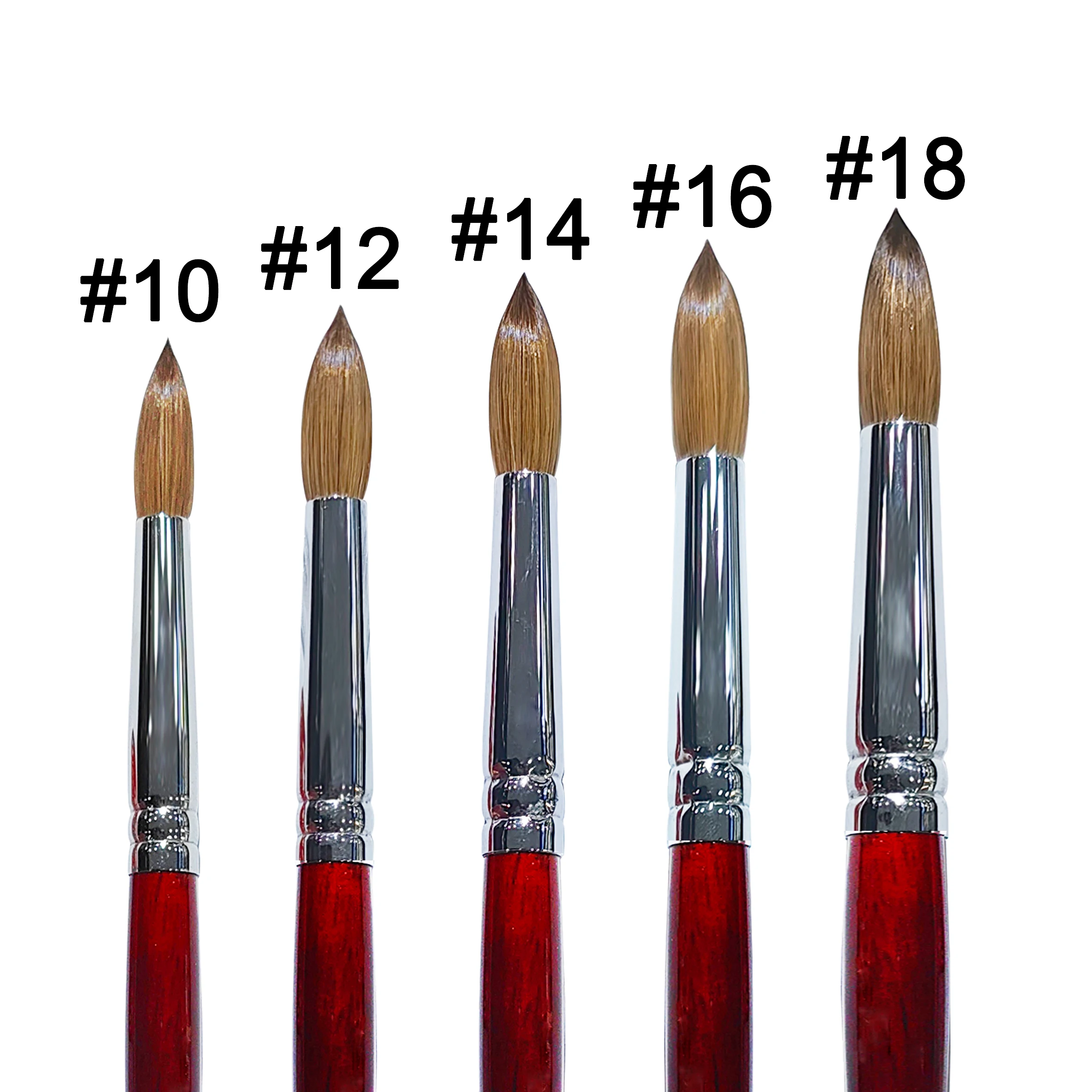RolinStar SS quality 100% Kolinsky content Acrylic dipping powder red wood penholder Round Shaped nail brush mink durable 5