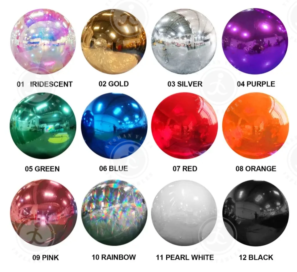 50cm-3m Double Layer Inflatable Mirror Ball PVC Silver Gold Mirror Balloon Giant Sphere Reflective Balloon For Wedding Event 5