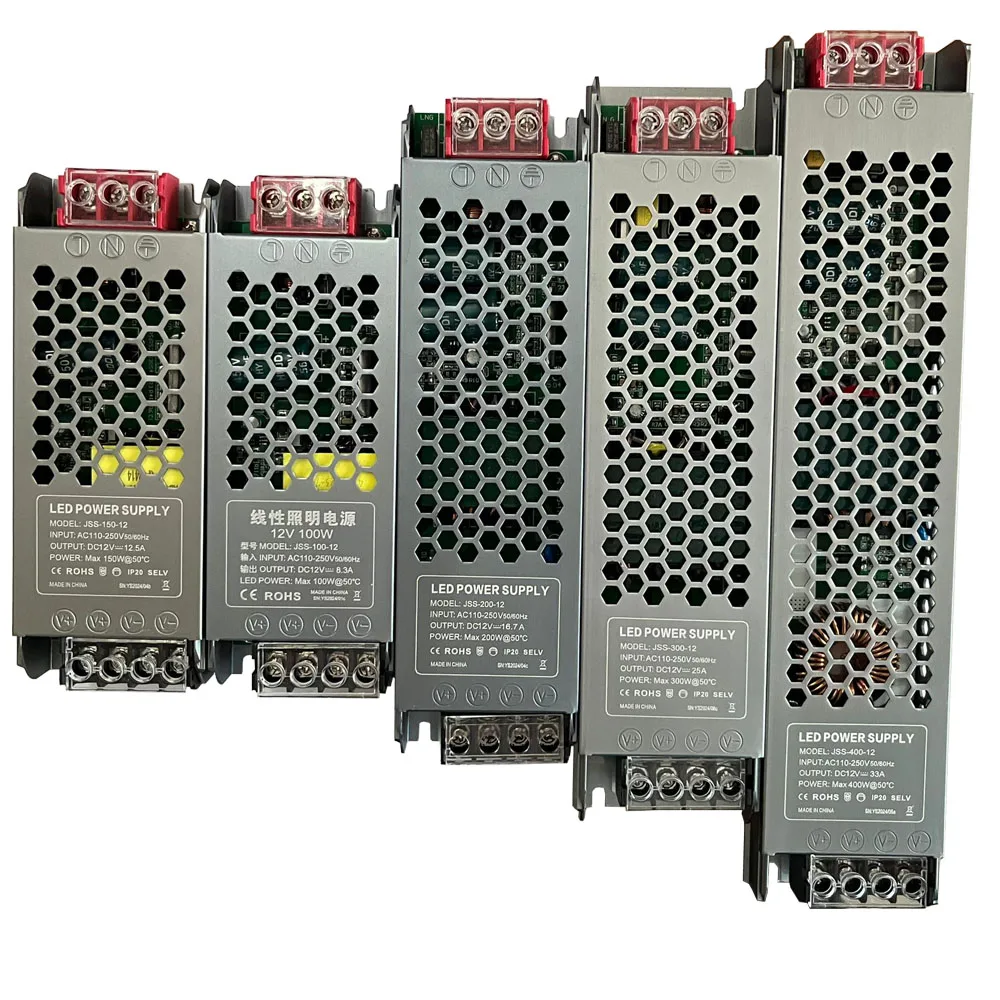 DC 12V 24V แหล่งจ่ายไฟ AC110-250V Mute แสง Transformers 60W 100W 200W 300W 400W LED Light Driver Power Adapter 1