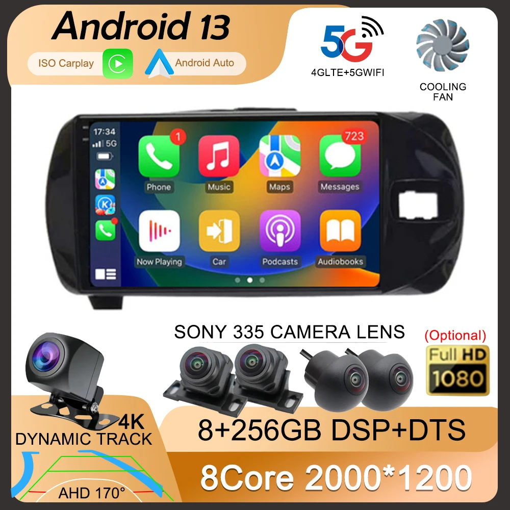 Android 13 Carplay For Toyota Vitz 3 XP130 2014 2015 Car Radio Multimedia Video Player Navigation GPS Stereo car multimedia player,car radio,car radio player