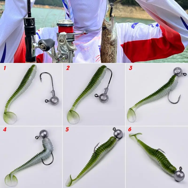 New 50/30/15PC Soft Fishing Lures Kit Silicone Lure Set Artificial Bait Worm with Crank Jig Head Hook Fishing Tackle Accessories 5