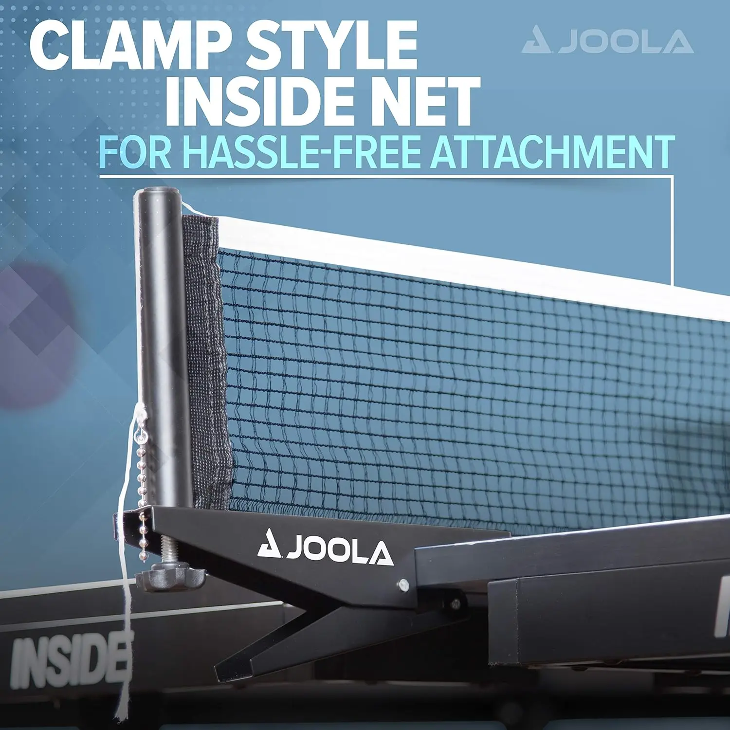 Inside-Professional MDF Indoor Table Tennis Table with Quick Clamp Ping Pong Net and Post Set-10 Minute Easy Assembly