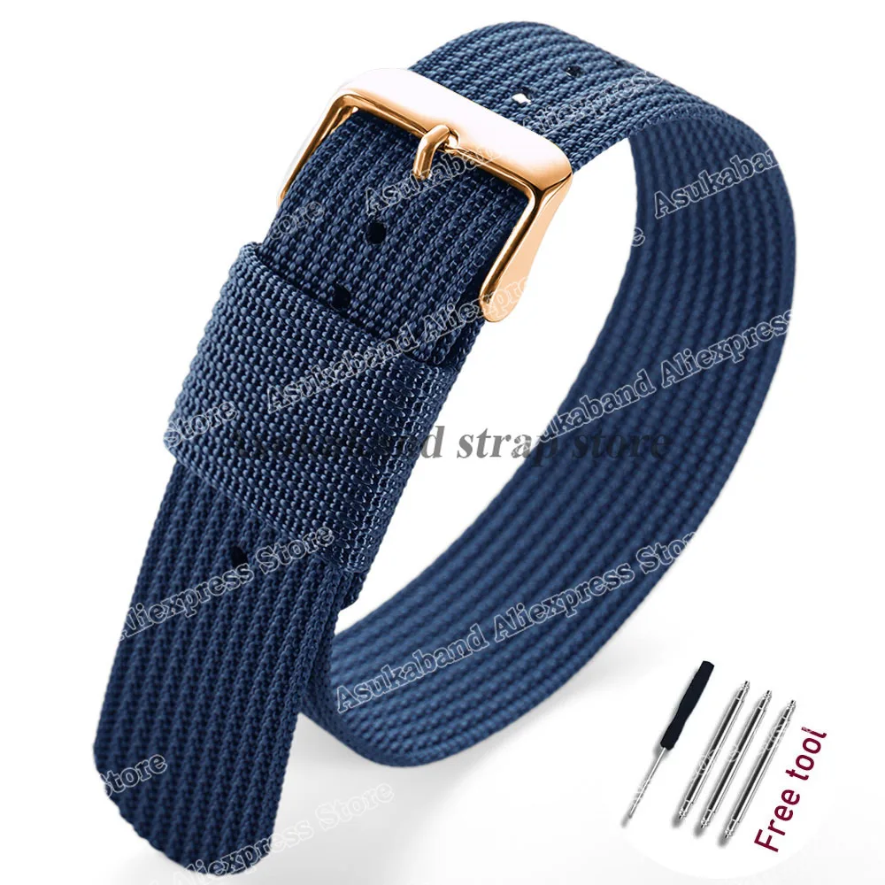 Black and Green Nylon Braided Men's Army Sports Watch Strap - Breathable and Wear-Resistant