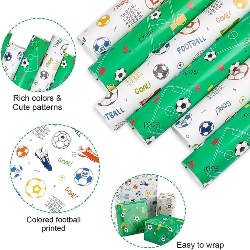 50X70cm Gift Wrapping Paper Cartoon Style Football Pattern Gift Packaging Coated Paper Packaging Colored Presents gift wrapping paper