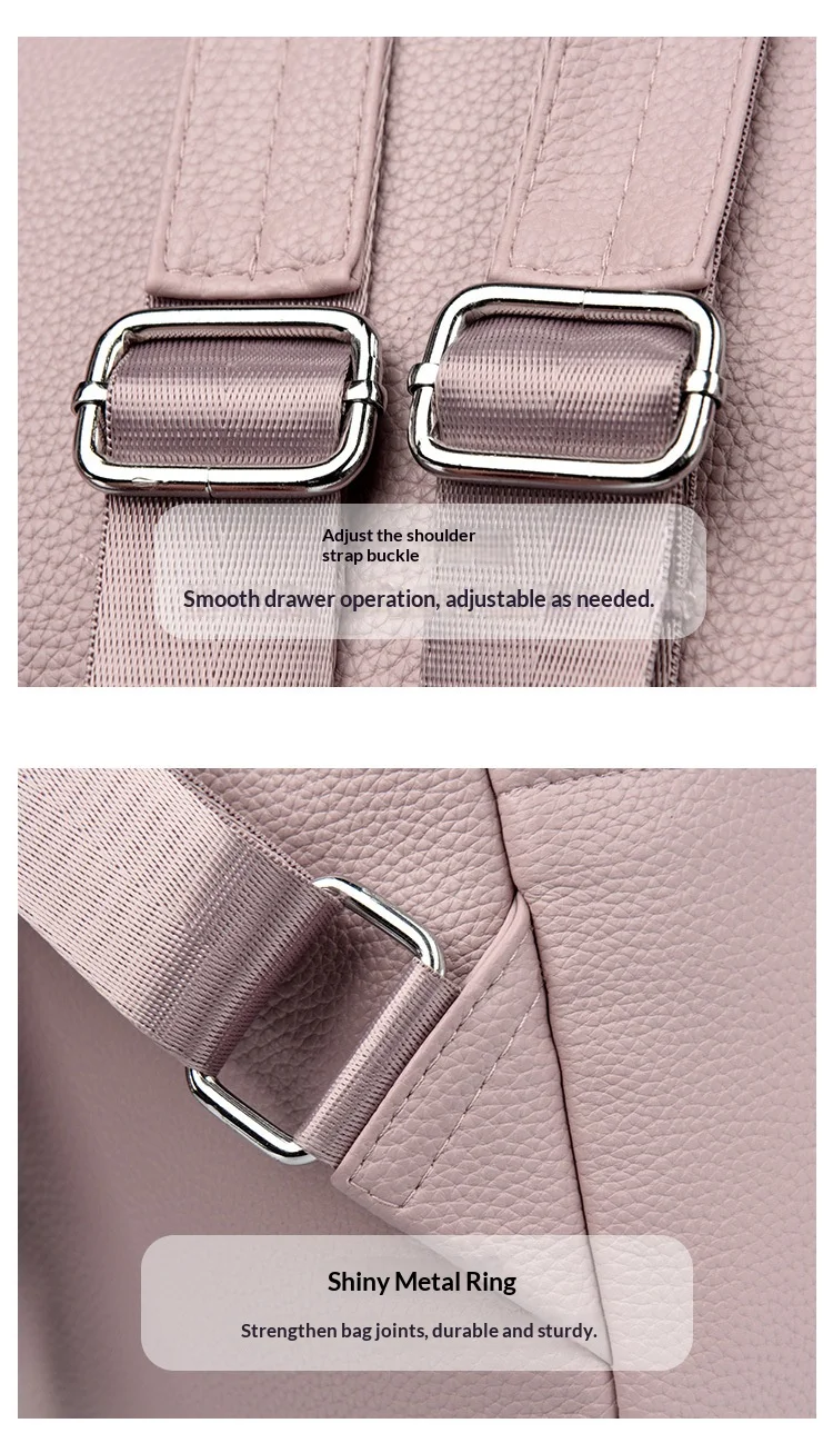 PU-Leder Rucksack-Handtasche für Damen: Diebstahlsicherer Konvertierbarer Weicher Rucksack - Eleganter Damen-Reiserucksack – Detail 7