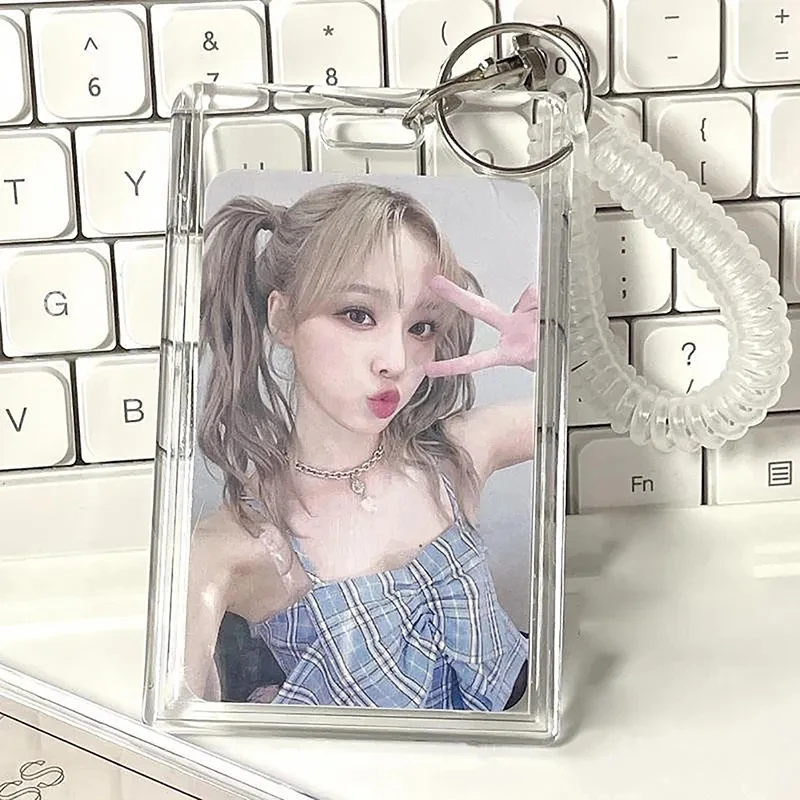

Ins K-pop ID фото-протектор ID банковская карта держатель для фото прозрачный акриловый держатель для карт с весенним ремешком брелок