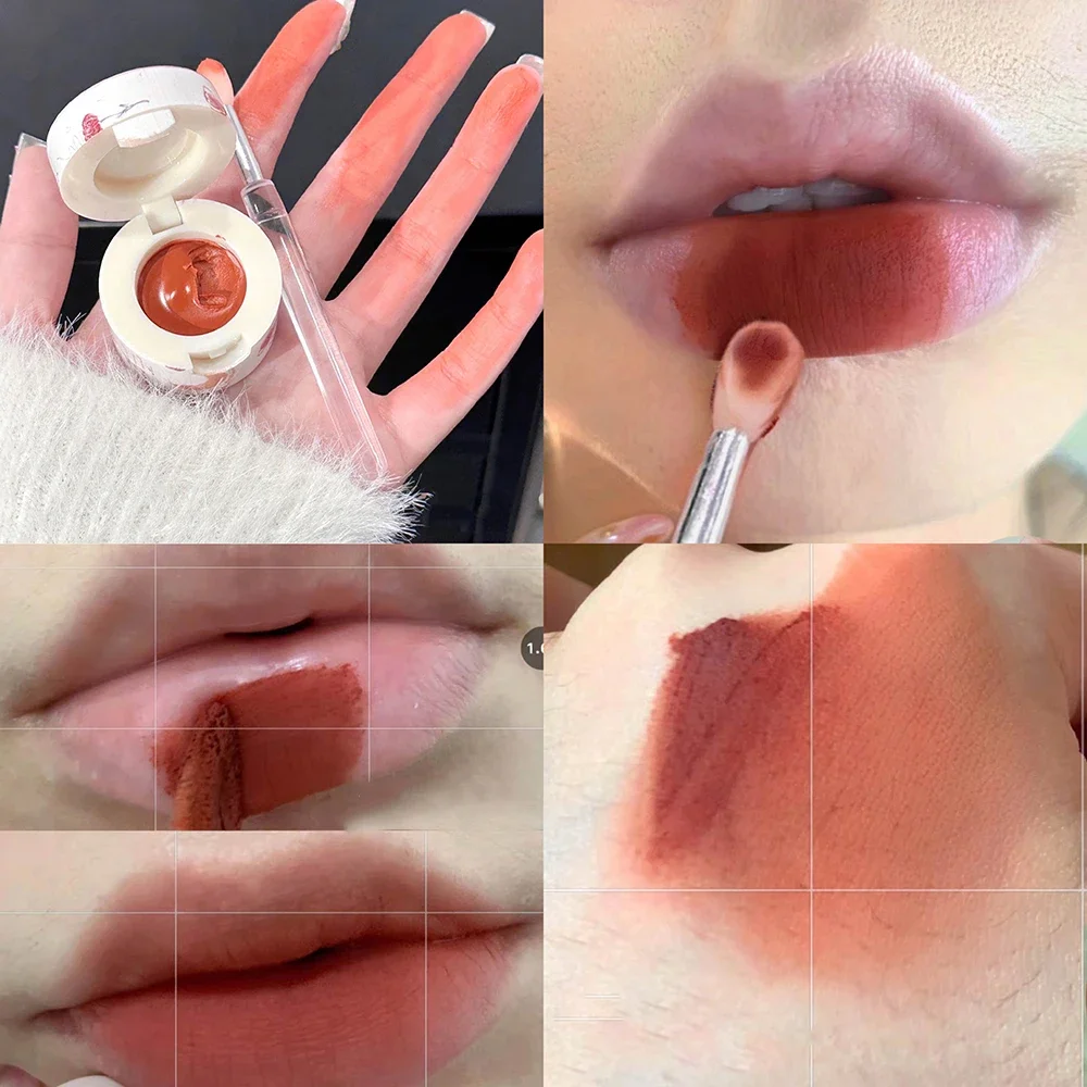thumbnail image 1 of Butterfly Lip Mud With Brush Matte Velvet Mousse Grey Pink Lipstick Tint Waterproof Lip Rouge Muddy LipGloss Korean Cosmetic, 1 of 5