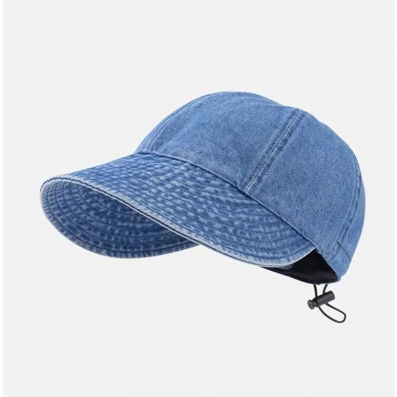 Denim Cap Hats For Women Summer Sun Hat Sunshade Fisherman Cap Bucket Hat Big Brim Breathable Cowboy Adjustable Rope sun hat