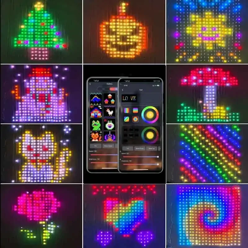 Fairy Lights Smart LED RGB Decor Smart Curtain String Light Bluetooth APP Control Christmas Fairy Light DIY Picture Display Garland Decor
