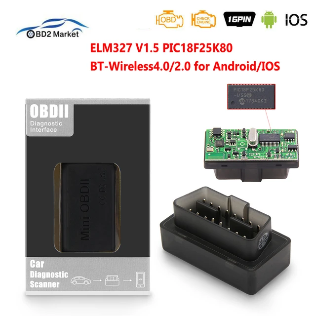 Bluetooth ELM327 V1.5 PIC18F25K80 Chip Car OBD2 Code Reader BT J1850 Power  Switch on/off OBDII ELM 327 Diagnostic tool Scanner - AliExpress