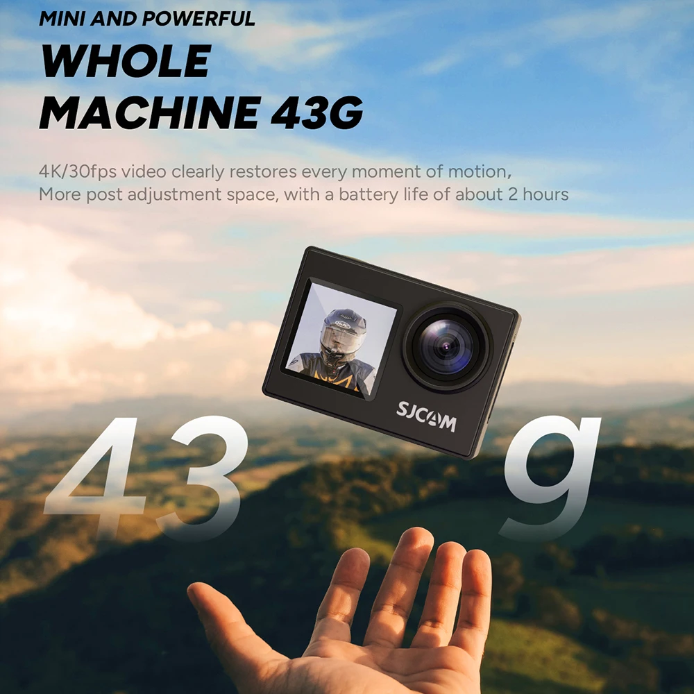 SJCAM SJ4000 어린이용 액션 카메라, WIFI AIR 듀얼 스크린 4K 카메라, 사각형 박스형 액션 카메라, 30M 방수 케이스 지원, 공식